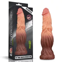 LOVETOY élethű dildó 9,5" NATURE COCK PLATINUM - nagy méret, herék nélkül, kétrétegű, letapasztható, szilikon (24 cm)