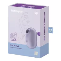 SATISFYER léghullámos csiklóizgató Pro To Go 2 Violet - lila színben, rezgő funkcióval, kompakt kivitel, vízálló, akkumulátoros