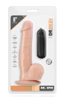 BLUSH élethű vibrátor Dr. Skin Dr Spin Gyrating Dildo Flesh - realisztikus,herékkel,letapasztható,forgófejes,távirányítóval,elemes,vízálló,PVC(22 cm)