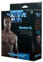 NMC gumiférfi Massive Man Benton G. Love Doll - barna testszínű, valósághű testmérettel, fotó jellegű arccal, pénisszel, vízálló