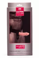 BAILE felcsatolható vibrátor Ultra Strap-on with Vibration - testszínű, távirányítóval, elemes, (15,5 cm)