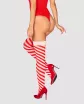 OBSESSIVE dögös ünnepi combfix Kissmas stockings - piros-fehér színben, S/M méretben