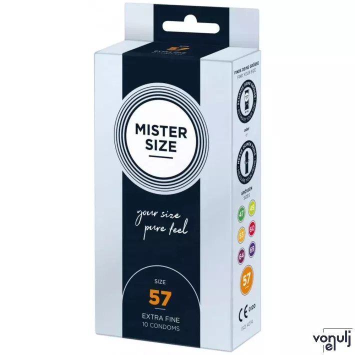 MISTER SIZE óvszer 57 mm Condoms 10 pieces - latex, ultravékony, síkosított, 10 db