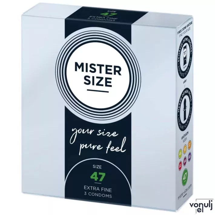 MISTER SIZE óvszer 47 mm Condoms 3 pieces - latex, ultravékony, síkosított, 3 db