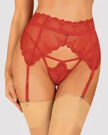 OBSESSIVE szexi harisnyakötő Lonesia - piros színben, L/XL méretben