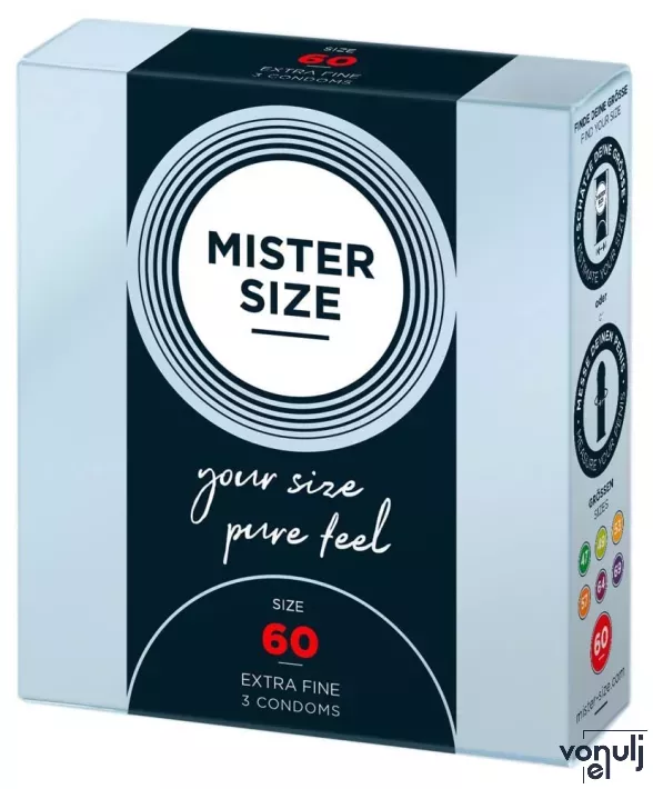 MISTER SIZE óvszer 60 mm Condoms 3 pieces - latex, ultravékony, síkosított, 3 db