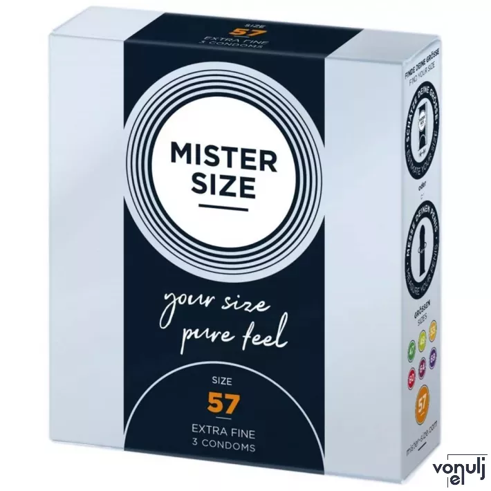 MISTER SIZE óvszer 57 mm Condoms 3 pieces - latex, ultravékony, síkosított, 3 db