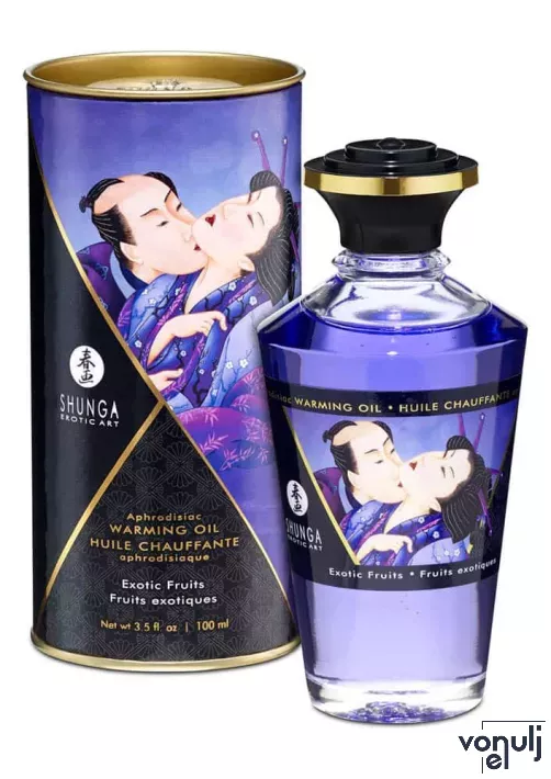 SHUNGA masszázsolaj Aphrodisiac Oils Exotic Fruits 100 ml - egzotikus gyümölcs illattal, melegítő hatással