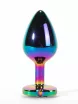 X-MEN fenékdugó Secret Shine Metal Butt Plug Rainbowheart S - szivárvány színben, szivárványos kővel, S-méretben, vízálló, fém (7.3 cm)