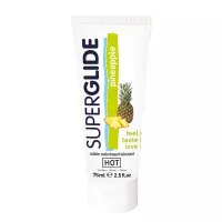 HOT intim síkosító Superglide Edible Lubricant Waterbased Pineapple 75 ml - vízbázisú, ehető, ananász ízű, óvszerhez és segédeszközhöz is