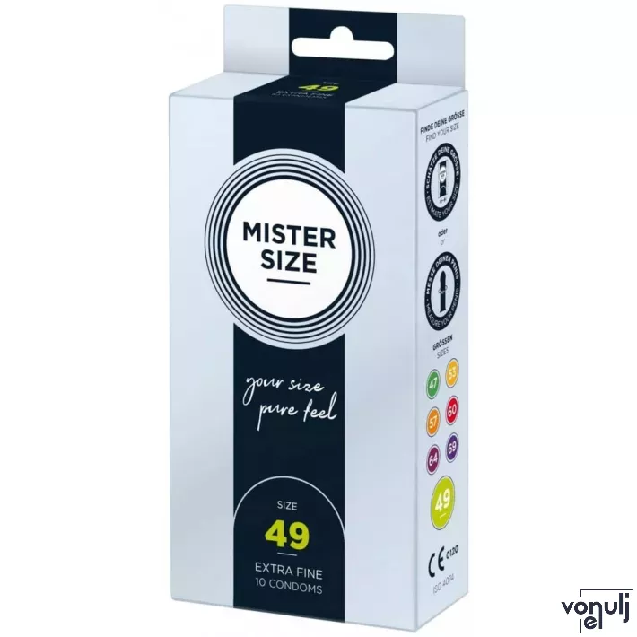 MISTER SIZE óvszer 49 mm Condoms 10 pieces - latex, ultravékony, síkosított, 10 db