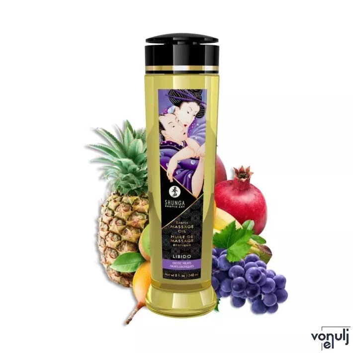 SHUNGA masszázsolaj Erotic Massage Oil Exotic Fruits 240 ml/ 8 oz - egzotikus gyümölcs illattal