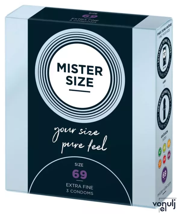 MISTER SIZE óvszer 69 mm Condoms 3 pieces - latex, ultravékony, síkosított, 3 db