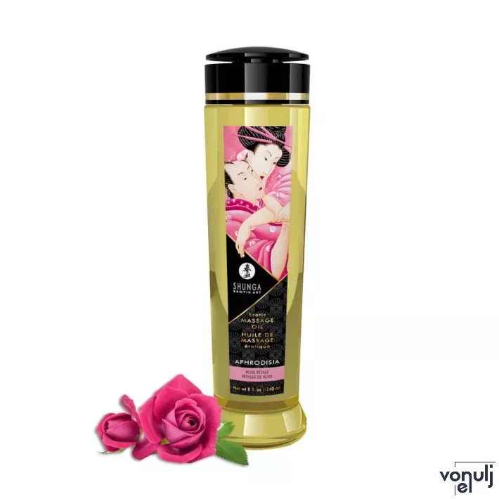 SHUNGA masszázsolaj Erotic Massage Oil Rose 240 ml/ 8 oz - rózsa illattal