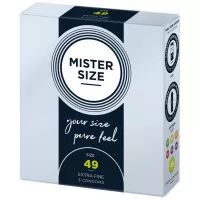 MISTER SIZE óvszer 49 mm Condoms 3 pieces - latex, ultravékony, síkosított, 3 db