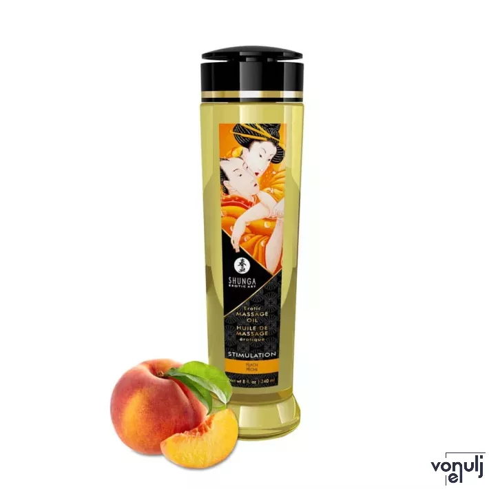 SHUNGA masszázsolaj Erotic Massage Oil Peach 240 ml/ 8 oz - barack illattal