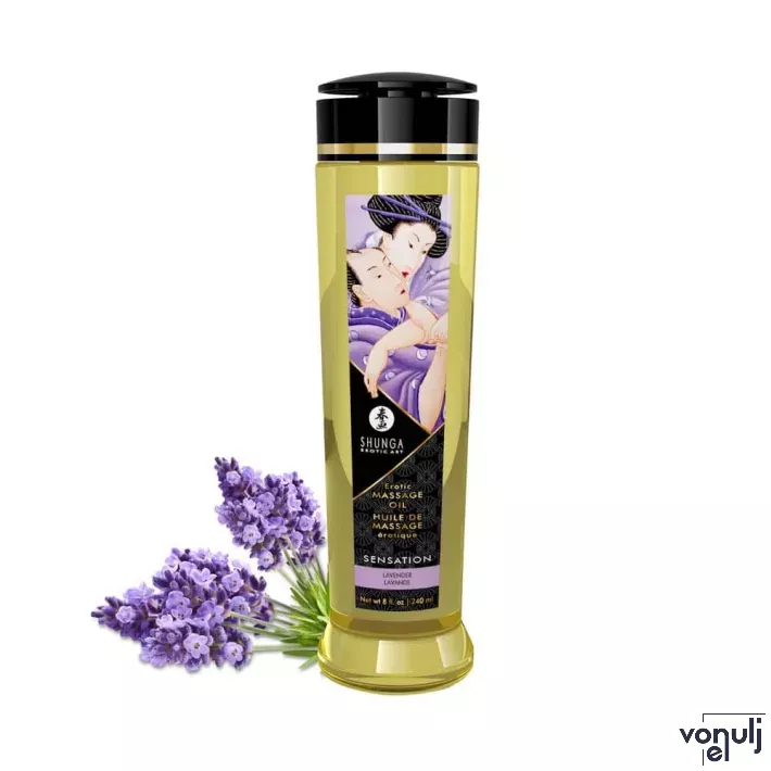 SHUNGA masszázsolaj Erotic Massage Oil Lavender 240 ml/ 8 oz - levendula illattal