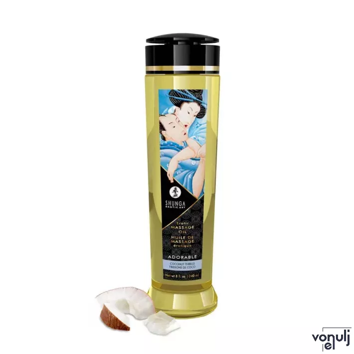 SHUNGA masszázsolaj Erotic Massage Oil Coconut Thrills 240 ml/ 8 oz - kókusz illattal