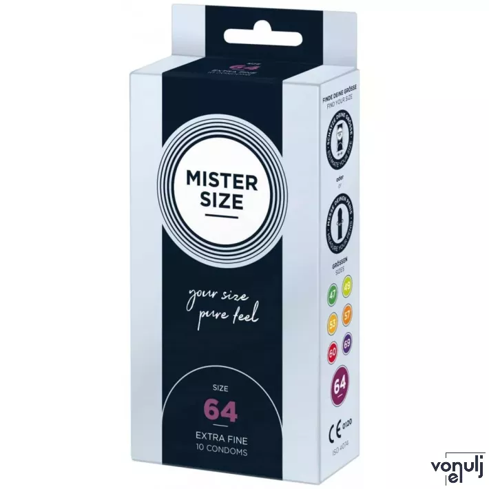 MISTER SIZE óvszer 64 mm Condoms 10 pieces - latex, ultravékony, síkosított, 10 db