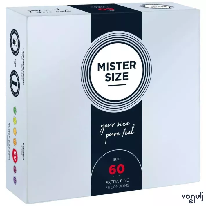 MISTER SIZE óvszer 60 mm Condoms 36 pieces - latex, ultravékony, síkosított, 36 db