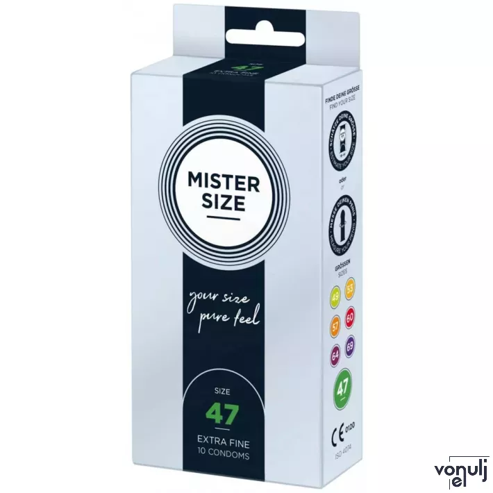 MISTER SIZE óvszer 47 mm Condoms 10 pieces - latex, ultravékony, síkosított, 10 db