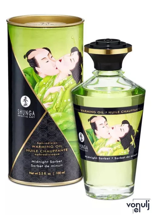 SHUNGA masszázsolaj Aphrodisiac Oils Midnight Sorbet 100 ml - fagylalt illattal, melegítő hatással