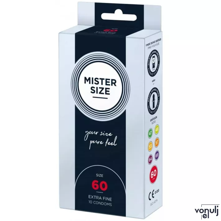 MISTER SIZE óvszer 60 mm Condoms 10 pieces - latex, ultravékony, síkosított, 10 db