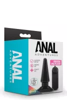 BLUSH fenékdugó Anal Adventures Vibrating Anal Pleaser - fekete színben, vibrátoros, letapasztható, távirányítóval, elemes