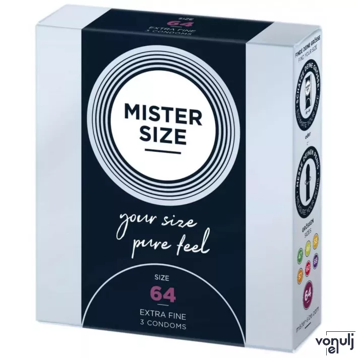 MISTER SIZE óvszer 64 mm Condoms 3 pieces - latex, ultravékony, síkosított, 3 db