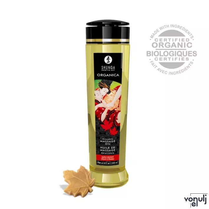 SHUNGA masszázsolaj Erotic Massage Oil Organica Maple Delight 240 ml/ 8 oz - édes illattal