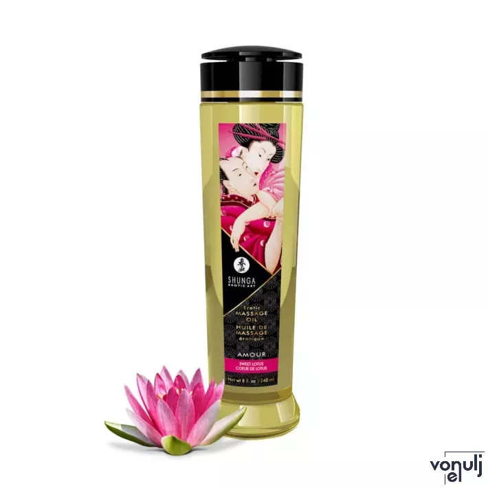 SHUNGA masszázsolaj Erotic Massage Oil Sweet Lotus 240 ml/ 8 oz - lótusz illattal