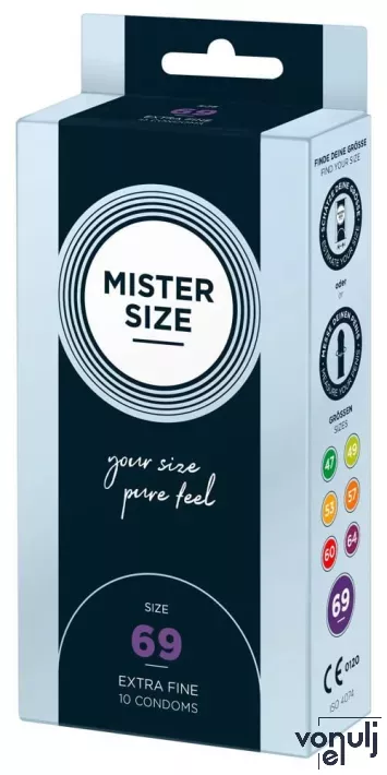 MISTER SIZE óvszer 69 mm Condoms 10 pieces - latex, ultravékony, síkosított, 10 db