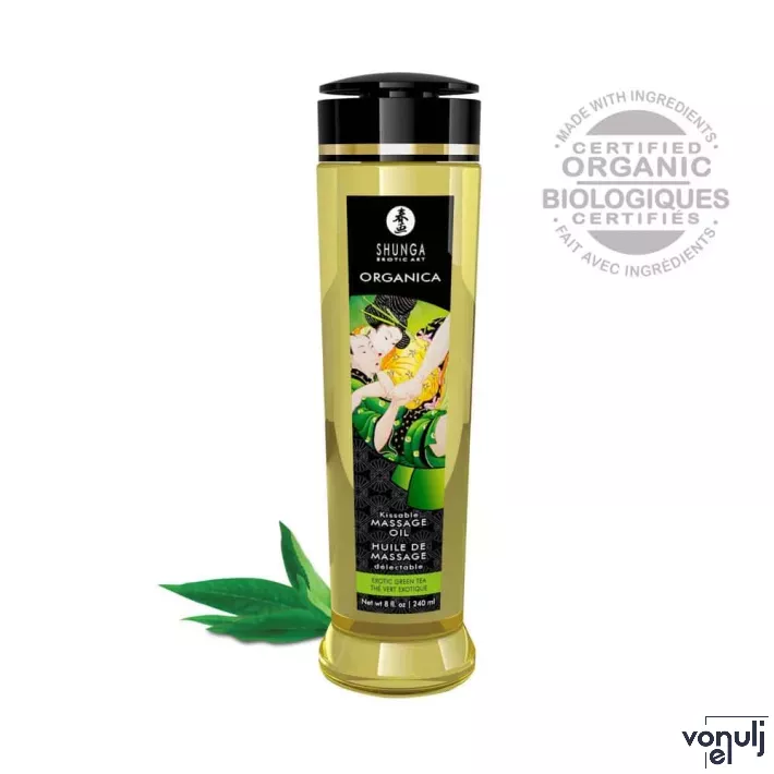 SHUNGA masszázsolaj Erotic Massage Oil Organica Green Tea 240 ml/ 8 oz - zöld tea illattal