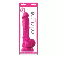 NS NOVELTIES élethű dildó 7" COLOURS PLEASURES - közepes méretű, herékkel, letapasztható, pink, szilikon (18 cm)