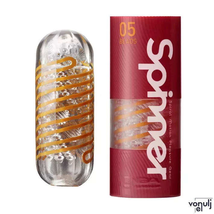 TENGA maszturbátor Spinner 05 Beads - vízálló, narancssárga színű tokban