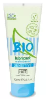 HOT intim síkosító Bio Lubricant Waterbased Sensitive 100 ml - vízbázisú, vegán, aloe verával, hosszantartó, óvszerhez és segédeszközhöz is