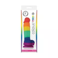 NS NOVELTIES élethű dildó 5" COLOURS PRIDE EDITION - kis méretű, puha tapintású, herékkel, letapasztható, rainbow, szilikon (13 cm)