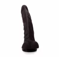 X-MEN hajlított dildó 7.9" Silicone Dildo Black - fekete színben, herékkel, letapasztható, vízálló, szilikon ( 20 cm )