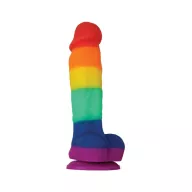 NS NOVELTIES élethű dildó 5" COLOURS PRIDE EDITION - kis méretű, puha tapintású, herékkel, letapasztható, rainbow, szilikon (13 cm)