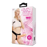 BAILE felcsatolható vibrátor Ultra Passionate Harness Multi Speed Vibration 9,4" - realisztikus, herékkel, távirányítós, vízálló, elemes