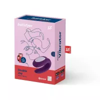 SATISFYER párvibrátor Double Joy - lila színben, vízálló, akkumulátoros, ingyenes applikációval