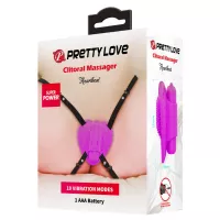 PRETTY LOVE hámba helyezhető csiklóizgató Heartbeat Clitoral Massager - lila színben, rezgő funkciós, elemes