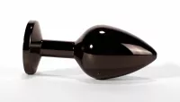 X-MEN fenékdugó Secret Shine Metal Butt Plug Gun Colour L - fekete színben, fekete kővel, L-méretben, vízálló, fém (9.5 cm)