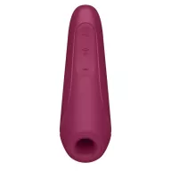 SATISFYER léghullámos csiklóizgató Curvy 1+ Rose Red - rezgő funkcióval, bordó színben, vízálló, akkumulátoros, ingyenes applikációval