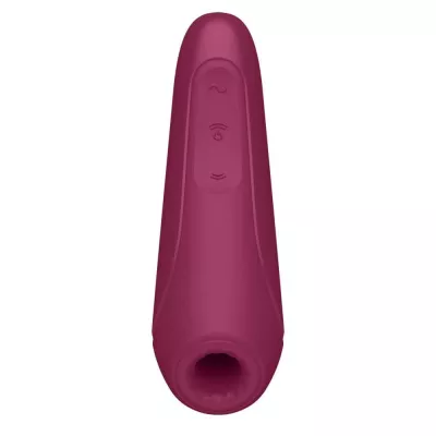 SATISFYER léghullámos csiklóizgató Curvy 1+ Rose Red - rezgő funkcióval, bordó színben, vízálló, akkumulátoros, ingyenes applikációval