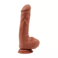 CHISA NOVELTIES élethű dildó Bottomless Pleasure-Latin - közepes méretű, letapasztható, herékkel, sötét testszínű, vízálló, TPE (20 cm)