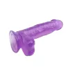 CHISA NOVELTIES élethű dildó 7 inch Dildo- Purple - közepes méretű, letapasztható, herékkel, lila színben, vízálló, PVC (17,5 cm)