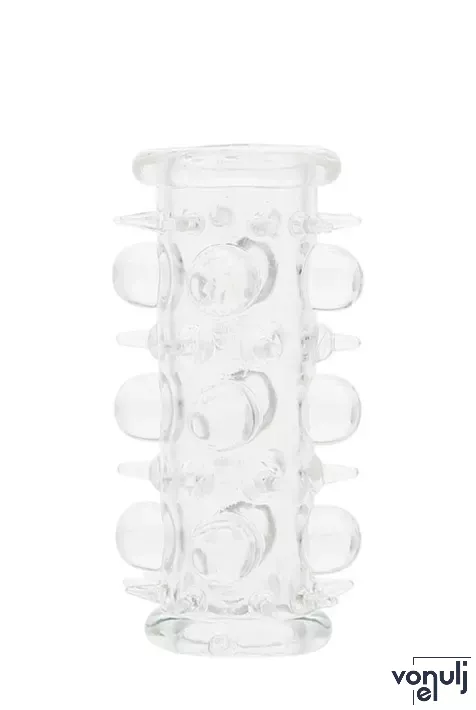 SEVEN CREATIONS péniszmandzsetta Silicone Sleeve - áttetsző, stimuláló felszínnel, vízálló ( 7.5 cm )