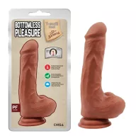 CHISA NOVELTIES élethű dildó Bottomless Pleasure-Latin - közepes méretű, letapasztható, herékkel, sötét testszínű, vízálló, TPE (20 cm)