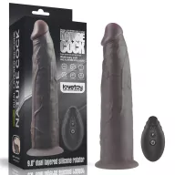 LOVETOY élethű vibrátor 9.0'' Dual Layered Silicone Rotator Brown - vízálló,letapasztható,forgó móddal,távirányítóval,akkumulátoros,szilikon(23 cm)